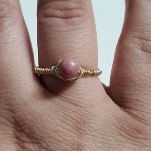 Gold and Pink Stone Handmade Ring Adjustable
